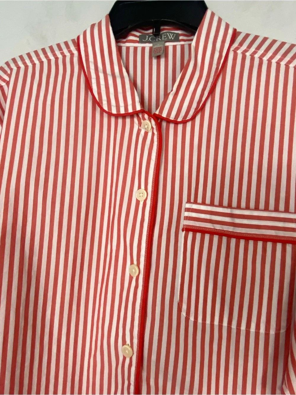 NEW J. Crew Pajama Pant Set in Striped Cotton Poplin Size M in Candy Apple